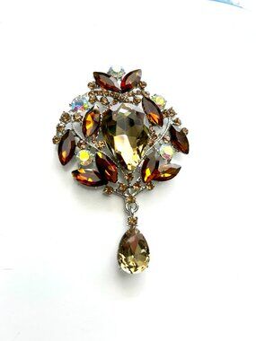 Aratta Gold-Tone Amber Crystal Brooch.